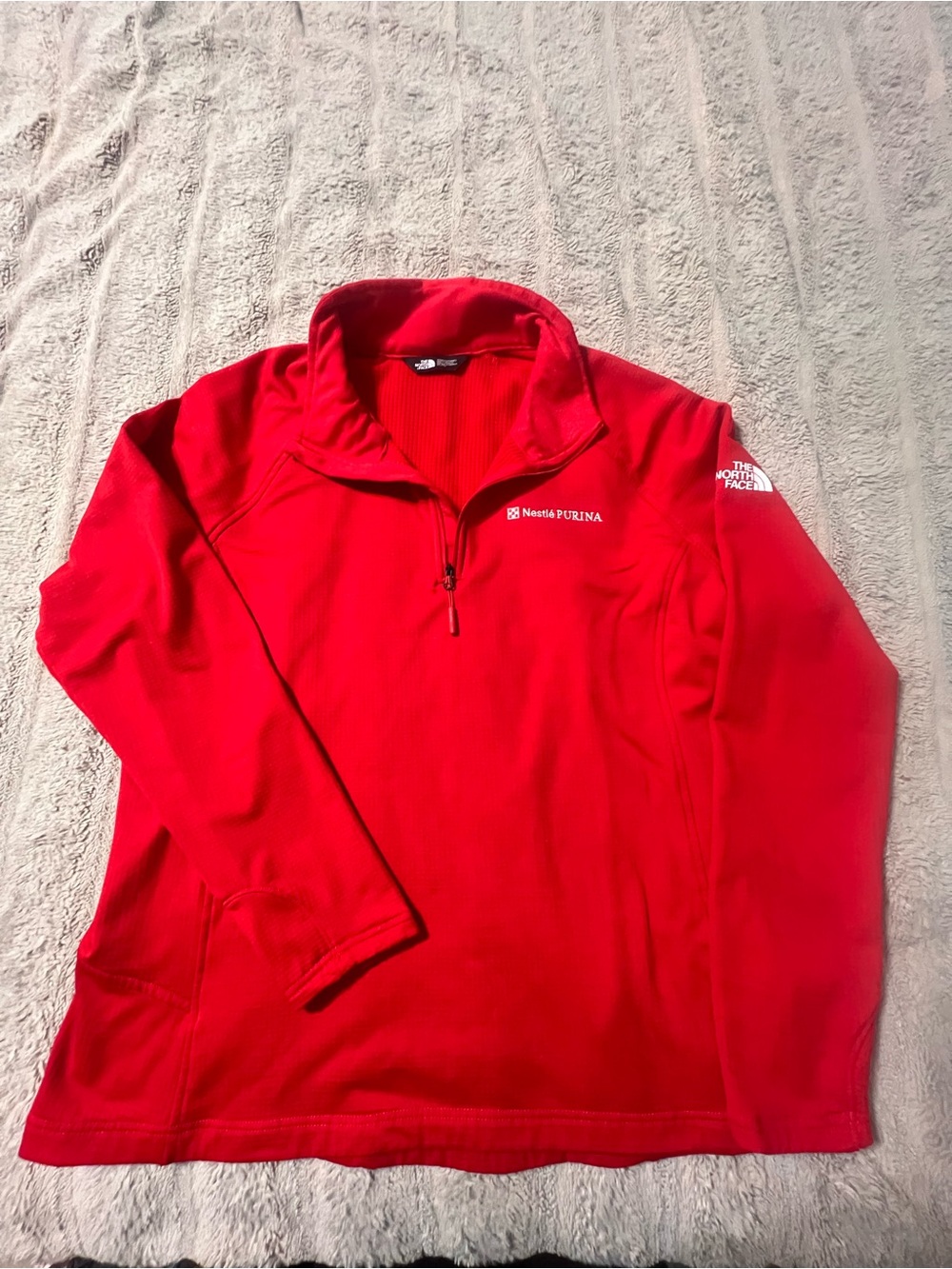 The North Face Red Grid Fleece Quarter Zip Pullover Women’s XXL